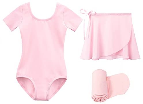 Stelle Ballet Leotards for Girls Toddler Dance Dress Outfit Combo with Skirt and Tights (Toddler/Little Kid/Big Kid)(Ballet Pink (Adjustable Tie), 100)