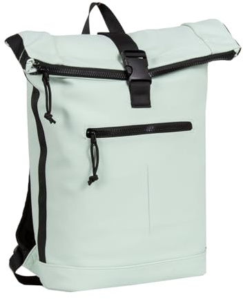New Rebels Unisex Wasserabweisender Rolltop-Rucksack – 21l Rolltop-Backpack mit 15,6-Zoll-Laptopfach – Reiserucksack mit Klickverschluss – Rucksack mit Vordertasche – flexible Aufbewahrung - Mintblau