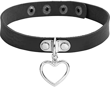 MILAKOO Punk Rock Choker Ladies Collier en cuir gothique avec pendentif coeur Punk Choker Women Black