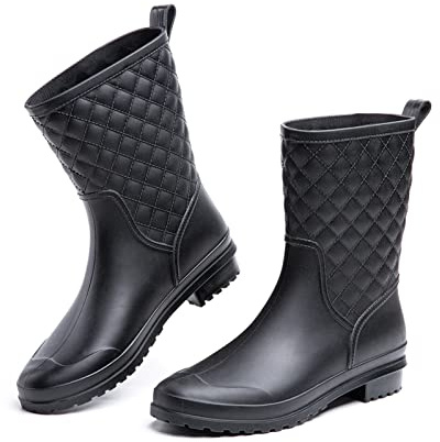 Botas De Agua Mujer Botas Lluvia Chelsea Antideslizantes Wellington Boots Botas De Goma Impermeables Rain Boots Zapatos De Jardin A Negro Talla EU38