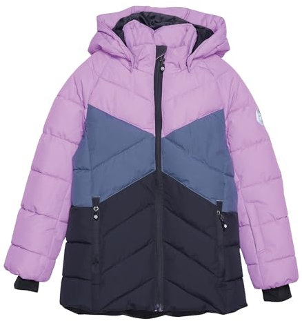 Color Kids Girls Ski Jacket Aop 2 Colorblock-Lila - Wasserdichte warme Mädchen Winterjacke, Größe 116 - Farbe Violet Tul