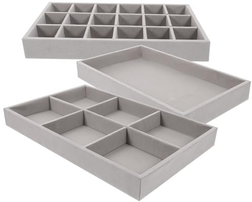ANDRESLAD 3pièces Lot De Plateaux à Bijoux Organisateur Pour Bagues Et Colliers Présentoir De Rangement Pour Bijoux Plateau Compact