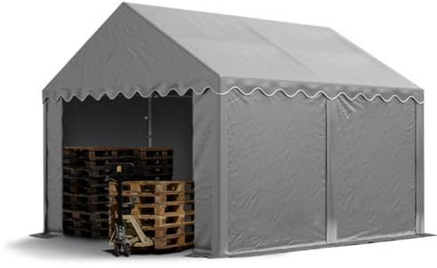 TOOLPORT Lagerzelt 3x4 m Zelthalle Unterstand Weidezelt PVC Plane 700 N wasserdicht in grau