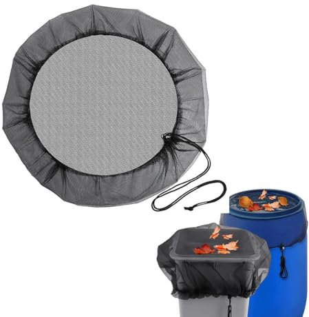BHIPKOT Filet de Protection pour Bacs à Pluie Réglable avec Cordon de Tirage Moustiquaire Protection contre les Feuilles et les Moustiques