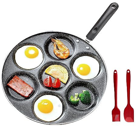 TBRFP 7 Holes Egg Frying Pan,Mini Pancake Maker,Aluminum Non Stick Fried Eggs Cooking Pan Burger Mold Kitchen Cookware Household Tool for Home Breakfast(Not Fit for Induction Cookers)
