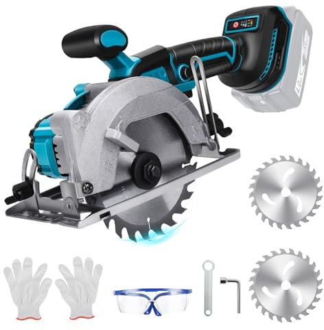 Mini Sierra Circular Compatible Con Makita 18 V, Sierra Circular De Mano Sin Escobillas Con 2 Hojas De Sierra, Motor De Cobre, Puede Cortar Diagonalmente 6200 Rpm, Para Trabajar Madera, Metal