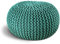 ELYFLAIR® handgefertigter Strickhocker Ø 55cm o. Ø 45cm I Sitzpouf Sitzpuff Bodenkissen Sessel Kissen Sitzhocker Sitzsack - mit eleganter Grobstrick-Optik - Dekoration Interieur (Türkis, Ø 45cm)