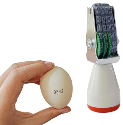 Homvik Egg Date Stamp for Fresh Eggs, Rubber Egg Stamper, Suitable for Chicken Duck Turkey Quail Eggs Without Ink Pad