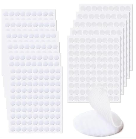 RhiVrillion Punti Adesivi Rotondi 10 mm, 1080 Pezzi, Gancio e Anello Nastro Puntini Auto Adesivo, per Foto, DIY Artigianato ecc
