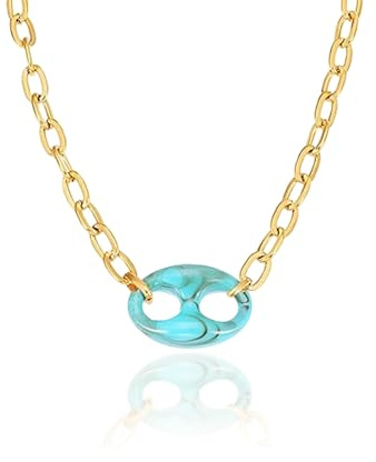 Mauexo Pig Nose Pendant Necklace For Women 18K Gold Plated Dainty Chunky Adjustable Chain Coffee Bean Design Hip-Hop Unisex Adults Handmade Jewelry