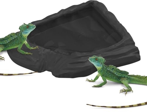 XIAOXIAOYU Sköldpadda vattenskål | Reptil badbassäng | Utrymmesbesparande för vattenskål och sköldpaddsmat, orm, skäggig, gecko, akvarium, terrarium