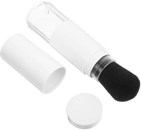 VALICLUD Multifunktionell Platt Makeupborste med Refillbar Pulverbehållare Mjuka Fiberborst för Puderpåläggning och Highlighter Bärbar Sminkborste för Resor och Användning
