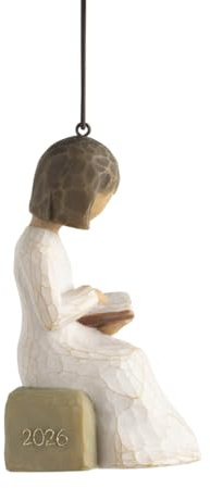 Willow Tree 2026 Ornament, “Reflecting on a Year of Memories”, Dated Figure Reading Book commemorates Teachers, Graduates, Lifelong learners, Sculpted Hand-Painted Ornament