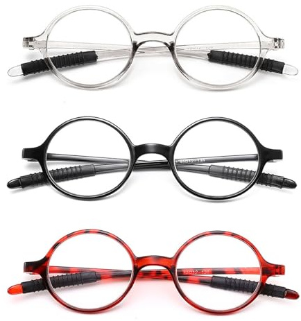 Paquete De 3 Gafas De Lectura Redondas De 2,5 Para Hombres Y Mujeres Retro