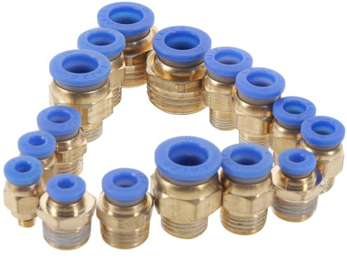 LIFKOME Connettori Tubo Aria Compressore in ABS e Rame Set Riduttori e Raccordi a Crimpare per Applicazioni Pneumatiche e Pulizia