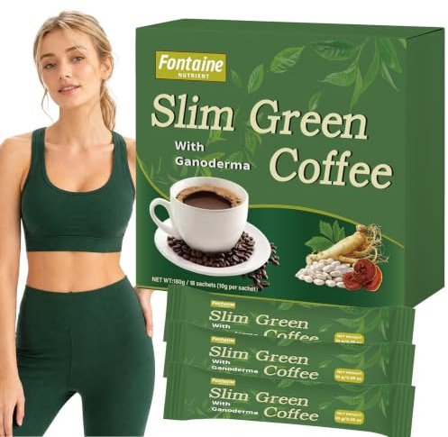 Slim Green Coffee Boost Powder, Green Coffee Bean Extract Powder, Slim Green Coffee, 18 Sachets | Instant Green Coffe Drink Mix with 10 Natural Blends, Gluten-Free and Vegan