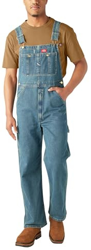Dickies, Men's, WASHED DENIM BIB OVERALL, STONEWASHED INDIGO BLUE, 34W / 32L