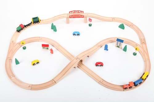 point-kids Holzeisenbahn Set 49 Teile, Zug komplett Set Holz