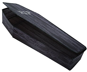 60 Wood-Print Coffin Prop with Lid - Black