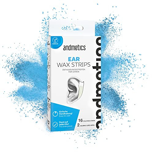 andmetics Ohren Wachsstreifen Herren | zum Enthaaren der Ohren | keine lästigen Ohrenhaare mehr | perfekt geformte Kaltwachsstreifen