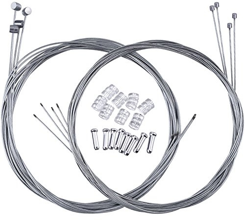 Hotop 8 Pcs Universal Bicycle Brake Cable Shift Cable Kit Bicycle Brake Wire for Mountain Bike or Road Bike Includes Wire Cap Crimp Accessories