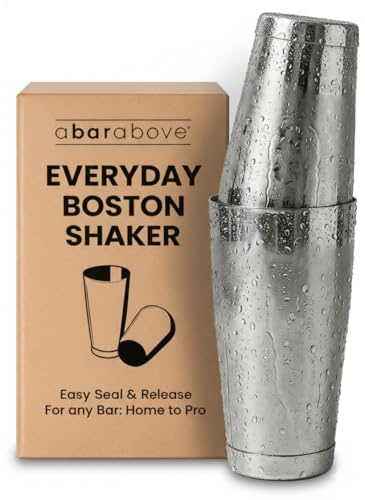A Bar Above Professional Boston Shakers Set 18 oz Weighted Stainless Steel Cocktail Shaker Set for Bartenders, Premium 304 Steel Bar Shaker, Essential Bartending Tools for Mixing Drinks