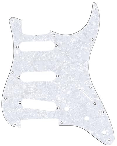 Musiclily Pro 11 Löcher SSS Vintage 60s 64 Strat Pickguard Gitarren Schlagbrett für American Stratocaster E-Gitarre, 4 lagig White Pearl