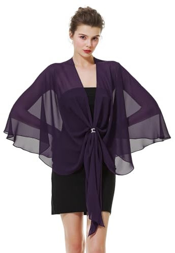 BEAUTELICATE Chiffon Schal Stola Bolero Damen Für Abendkleid Festlich Hochzeit Braut Frühling Sommer in Verschiedenen Farben - Trauben Lila - Gr. Einheitsgröße