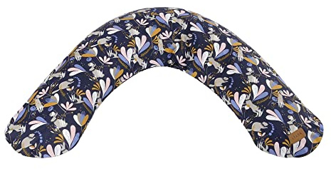 Béaba, Big Flopsy, Almohada de Lactancia, Almohada de Embarazo/Maternidad, Adecuada para Dormir/Lactar, Apoyo, Relajación y Óptimo Confort, Flor de algodón, Azul