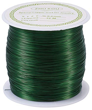 PandaHall - Filo di rame nudo resistente all'ossidazione, 28 gauge, 0,3 mm, per gioielli artigianali e perline (verde)