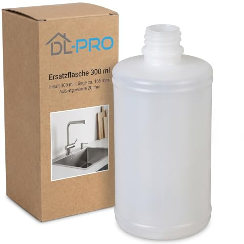 DL-pro Plastflaska 300 ml för Blanco Torre och Tango 122237 diskmedelsdispenser från 2016 flaska med yttre gänga för pumphuvud tvåldispenser monteringsdispenser diskbänk