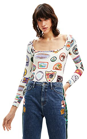 Desigual Body Blusa, Material de Acabados, M para Mujer