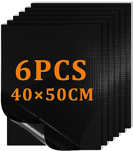 Planchas pour Barbecue,40x50x6PCS Tapis de Cuisson pour une Cuisson Parfaite, Accessoires de Grill en Silicone Protection Antiadhésive,Feuille pour Gril Réutilisable, Pour Plancha, Grillades,Gril