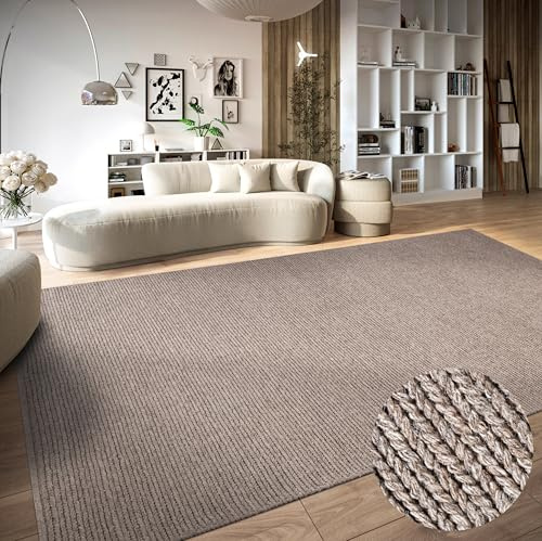 Villeroy & Boch Francois - Alfombra de Lana Natural para salón, Tejida a Mano y Natural, para salón, Dormitorio, Comedor, Pasillo, Cocina, Lino, 80 x 150 cm