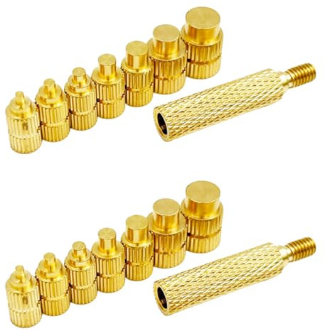 16 Pcs Heat Set Insert Tips for Soldering Iron,M2, M2.5, M3, M4, M5, M6, M8 Compatible with SP40NUS, Hakko FX-888D, 900M, T18, Includes 2 Connectors