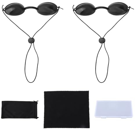 Goktvai 2stk Schutzbrille für Rotes Licht Augenschutz, Schwarze Solarium-Brille mit Aufbewahrungstasche & Reinigungstuch Sicherheitsbrille für Schönheitsbehandlungen Ohne Lichtblockierung
