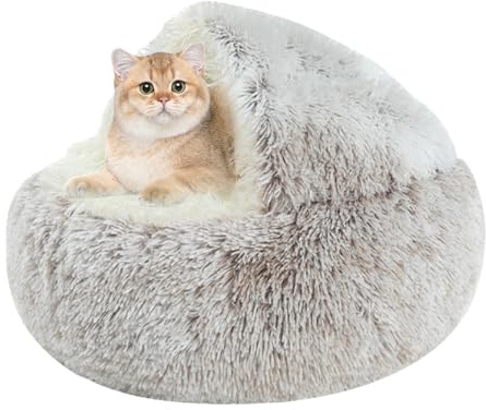 Xijobido Cama para gatos, cama cerrada para gatos, lavable a máquina, pequeña mascota extraíble para perros grandes, gatitos y gatos