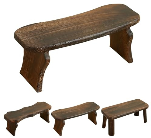 Sgabello Legno 43/60 Cm, Panca Da Pranzo Da Cucina In Legno Massello, Panca Da Ingresso Da Stile Rustico per Porta Scarpe, Poggiapiedi per Camera Da Letto, Marrone Rustico-nero(43*15*15 cm)