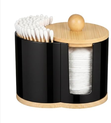 MICHIHOMIE Wattepadspender, OhrenstäBchen 2 en 1 Aufbewahrung für Kosmetik Badezimmer Organizer Schminktisch Zubehör, Weiß