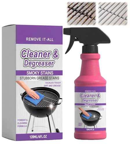 Grillavfettningsspray, 120 ml fettlösare för grill, grillgaller, rengöringsspray för ugn, stekpannor, fettfläckar, kraftfull rengöringsformel (2)