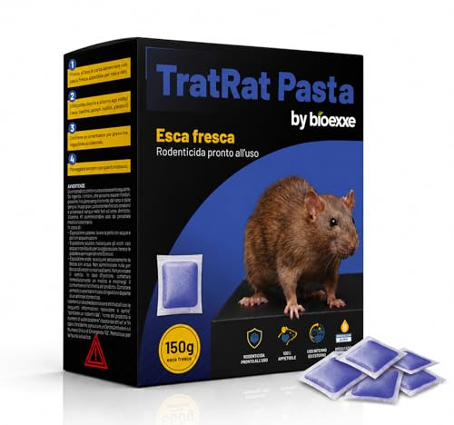 bioexxe Veleno per Topi Professionale Potente in Bustine Pasta Fresca – Esca Topicida per Derattizzazione Topi e Ratti Grandi per Casa Garage Cantina – Uso Interno ed Esterno – Made in Italy