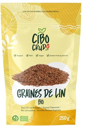 Graine de Lin Bio - 250g. Graines de Lin Brun 100% Naturel et Pur sans Additifs Riche en Fibres Oméga 3 et Sels Minéraux. Organic Flax seeds.