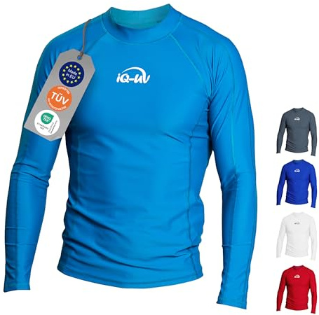 iQ-UV Rashguard Uomo Slim Fit – Maglia Anti UV Uomo per Surf e Nuoto – Maglietta UV Protezione Solare UPF 300 – T-Shirt a Maniche Lunghe – Maglia Termica per Piscina e Sport Acquatici