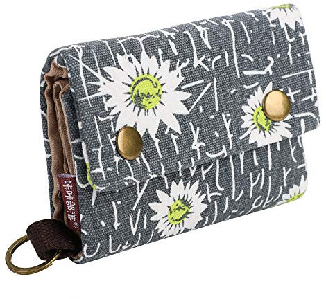 Canvas Geldbeutel Geldbörse Universal Portemonnaie mit Münzfach Kartenfächer Handytasche Mini Klein Geldtasche Multifunktionale Brieftasche Reisedokumententasche für Damen Frau Mädchen Kinder (Grau)