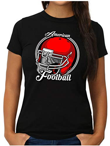 OM3® American Football T-Shirt - Damen - Helmet Gear Fan - XL, Schwarz