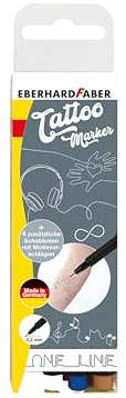 EBERHARD FABER 559505 - Set de crayons de tatouage One Line, 4 crayons dans un étui plastique avec 4 pochoirs