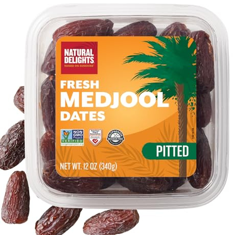 Natural Delights Medjool Dates Pitted, Non-GMO Verified - 12 Oz Container