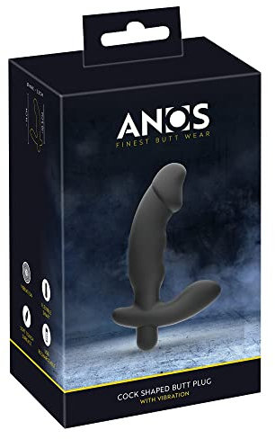 ANOS ANOS Cock shaped butt plug wit Prostata-Vibrator Schwarz One Size
