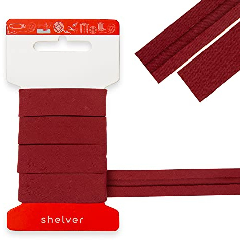 Bias Binding Tape for Sewing, Bias Tape, Bunting Tape, 20mm Single Fold, 100% Cotton, 30 Colours (Bordeaux)