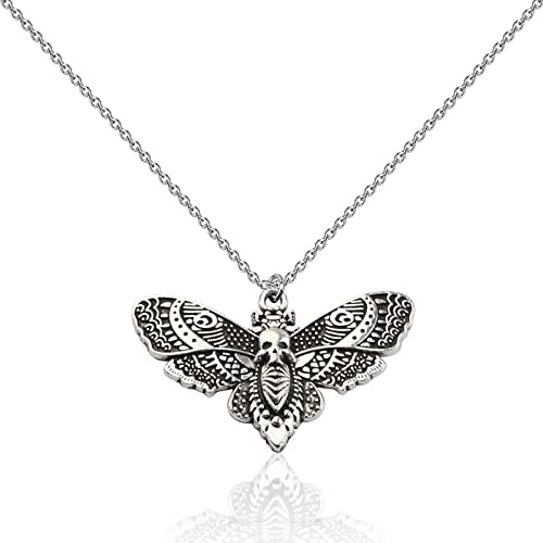 AKTAP Collana Luna Moth Death Head Moth insetto gioielli gotico regalo per le donne, 2.0cm, Acciaio inossidabile